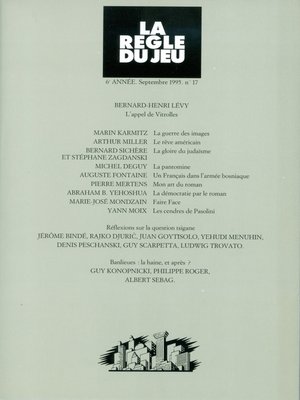 cover image of La règle du jeu n°17